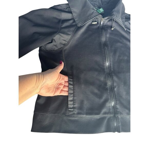 L-RL Lauren Ralph Lauren Active Women’s Sz L Black Full Zip Jacket Toggle Neck - Picture 7 of 9